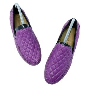 Robert Zur Quilted Leather Driving Loafers Purple Size 11